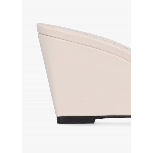 COACH Emma Quilted Design Women's Chalk Leather Wedge Mules Sandal - Picture 6 of 6